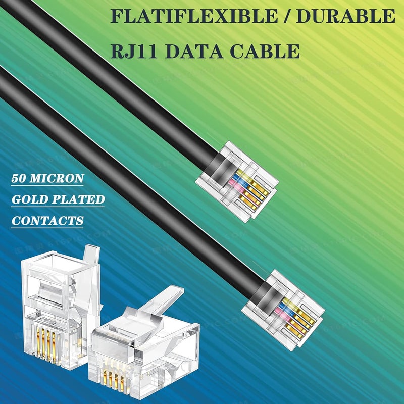 Ubramac 3Pack Phone Telephone Extension Cord 10Ft Cable Line with Standard RJ11 6P4C Plugs for Landline Phone and Fax (3, Black, 10Ft) - Image 5